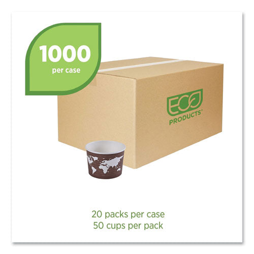 Image of Eco-Products® World Art Renewable and Compostable Food Container, 8 oz, 3.04" Diameter x 2.3" h, Brown, Paper, 50/Pack, 20 Packs/Carton