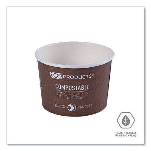 Image of Eco-Products® World Art Renewable and Compostable Food Container, 8 oz, 3.04" Diameter x 2.3" h, Brown, Paper, 50/Pack, 20 Packs/Carton