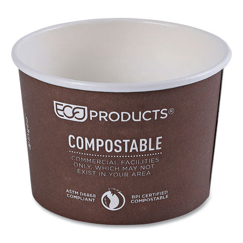 Image of Eco-Products® World Art Renewable and Compostable Food Container, 8 oz, 3.04" Diameter x 2.3" h, Brown, Paper, 50/Pack, 20 Packs/Carton