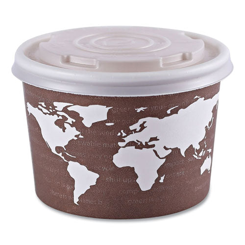 Image of Eco-Products® World Art Renewable and Compostable Food Container, 8 oz, 3.04" Diameter x 2.3" h, Brown, Paper, 50/Pack, 20 Packs/Carton