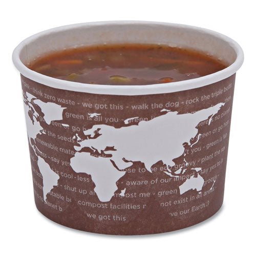 Image of Eco-Products® World Art Renewable and Compostable Food Container, 8 oz, 3.04" Diameter x 2.3" h, Brown, Paper, 50/Pack, 20 Packs/Carton