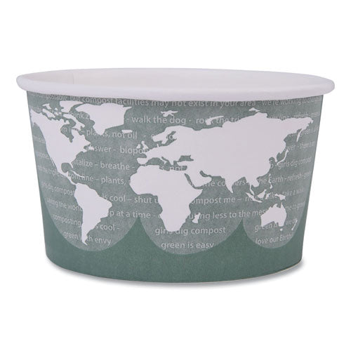Image of Eco-Products® World Art Renewable and Compostable Food Container, 12 oz, 4.05" Diameter x 2.5" h, Green, Paper, 25/Pack, 20 Packs/Carton