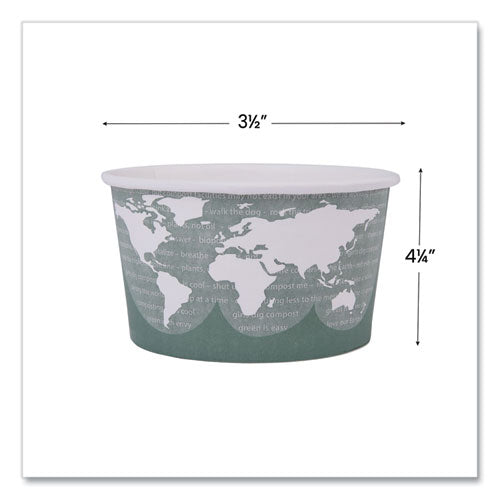 Image of Eco-Products® World Art Renewable and Compostable Food Container, 12 oz, 4.05" Diameter x 2.5" h, Green, Paper, 25/Pack, 20 Packs/Carton