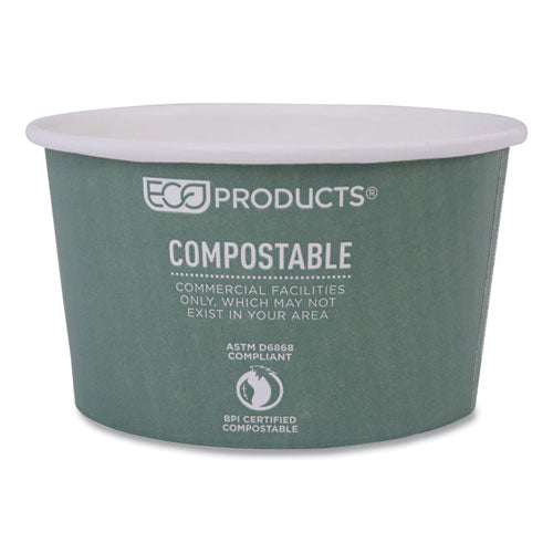 Image of Eco-Products® World Art Renewable and Compostable Food Container, 12 oz, 4.05" Diameter x 2.5" h, Green, Paper, 25/Pack, 20 Packs/Carton