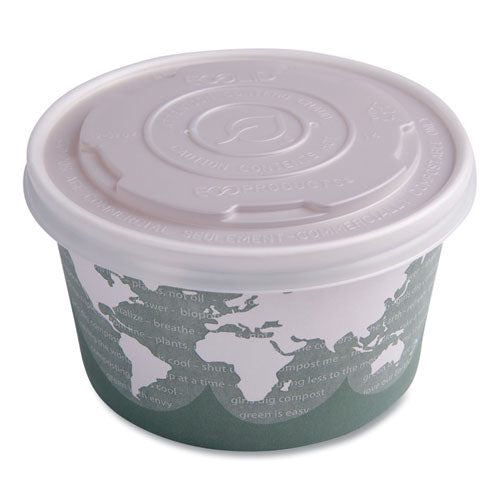 Image of Eco-Products® World Art Renewable and Compostable Food Container, 12 oz, 4.05" Diameter x 2.5" h, Green, Paper, 25/Pack, 20 Packs/Carton