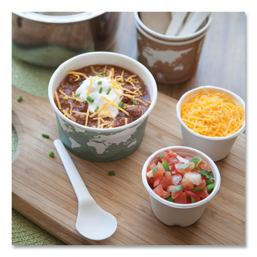 Image of Eco-Products® World Art Renewable and Compostable Food Container, 12 oz, 4.05" Diameter x 2.5" h, Green, Paper, 25/Pack, 20 Packs/Carton