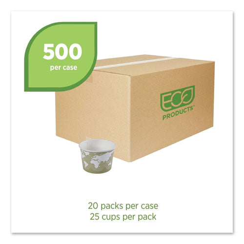 Image of Eco-Products® World Art Renewable and Compostable Food Container, 16 oz, 4.05" Diameter x 3" h, Seafoam, Paper, 25/Pack, 20 Packs/Carton