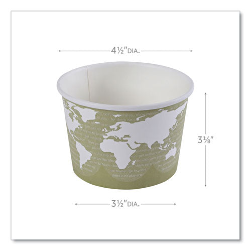 Image of Eco-Products® World Art Renewable and Compostable Food Container, 16 oz, 4.05" Diameter x 3" h, Seafoam, Paper, 25/Pack, 20 Packs/Carton