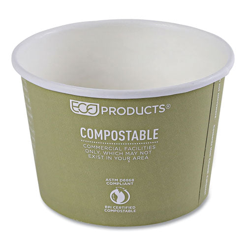 Image of Eco-Products® World Art Renewable and Compostable Food Container, 16 oz, 4.05" Diameter x 3" h, Seafoam, Paper, 25/Pack, 20 Packs/Carton