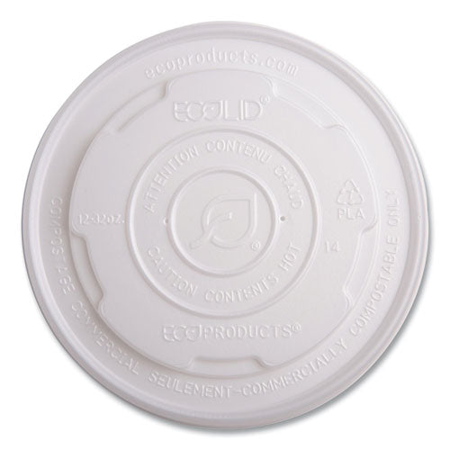 Image of Eco-Products® World Art PLA-Laminated Soup Container Lids, For 12 oz to 32 oz Containers, White, Plastic, 50/Pack, 10 Packs/Carton