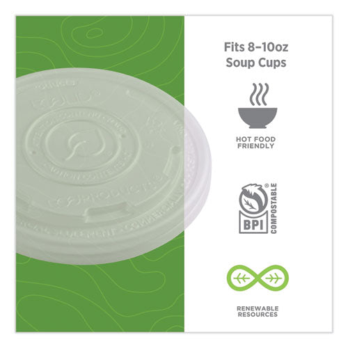 Image of Eco-Products® World Art PLA-Laminated Soup Container Lids, Fits 8 oz, Translucent, Plastic, 50/Pack, 20 Packs/Carton