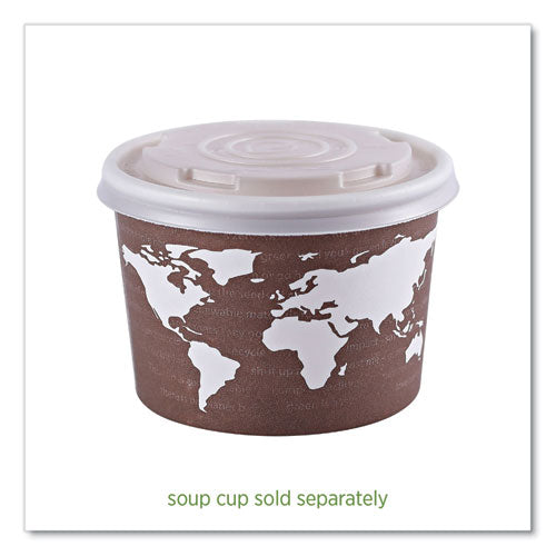 Image of Eco-Products® World Art PLA-Laminated Soup Container Lids, Fits 8 oz, Translucent, Plastic, 50/Pack, 20 Packs/Carton