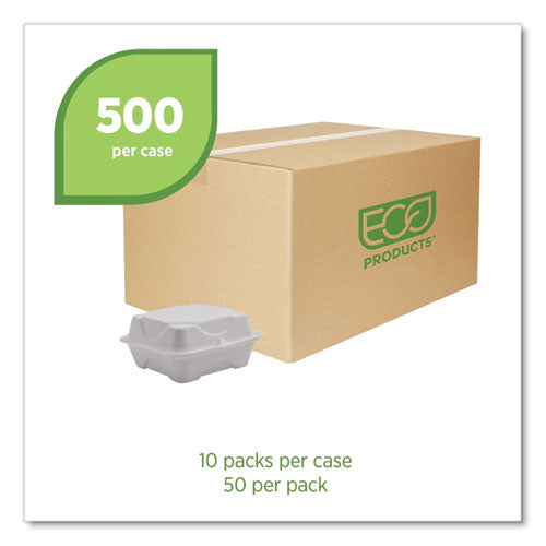 Image of Eco-Products® Vanguard Renewable And Compostable Sugarcane Clamshells, 6 X 6 X 3, White, 500/carton