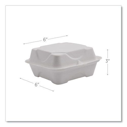 Image of Eco-Products® Vanguard Renewable And Compostable Sugarcane Clamshells, 6 X 6 X 3, White, 500/carton