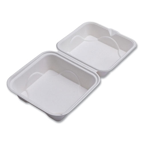 Image of Eco-Products® Vanguard Renewable And Compostable Sugarcane Clamshells, 6 X 6 X 3, White, 500/carton