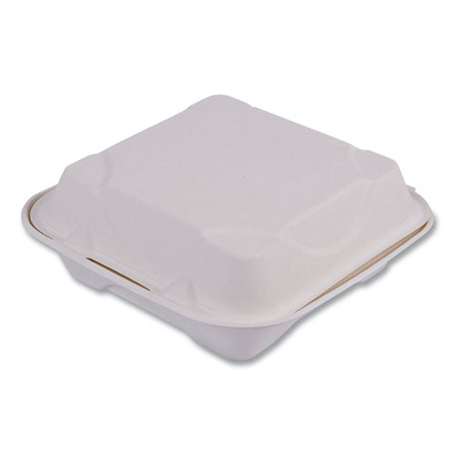 Image of Eco-Products® Vanguard Renewable and Compostable Sugarcane Clamshells, 8 x 8 x 3, White, 200/Carton