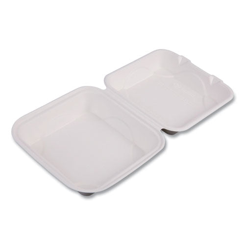 Image of Eco-Products® Vanguard Renewable and Compostable Sugarcane Clamshells, 8 x 8 x 3, White, 200/Carton