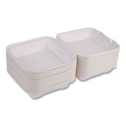Image of Eco-Products® Vanguard Renewable and Compostable Sugarcane Clamshells, 8 x 8 x 3, White, 200/Carton
