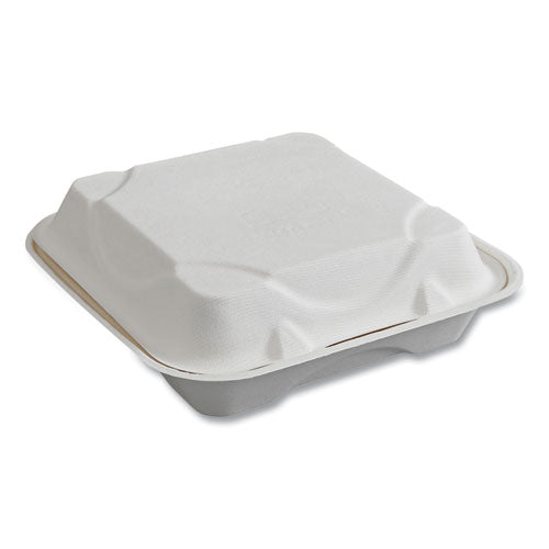 Image of Eco-Products® Vanguard Renewable and Compostable Sugarcane Clamshells, 9 x 9 x 3, White, 200/Carton
