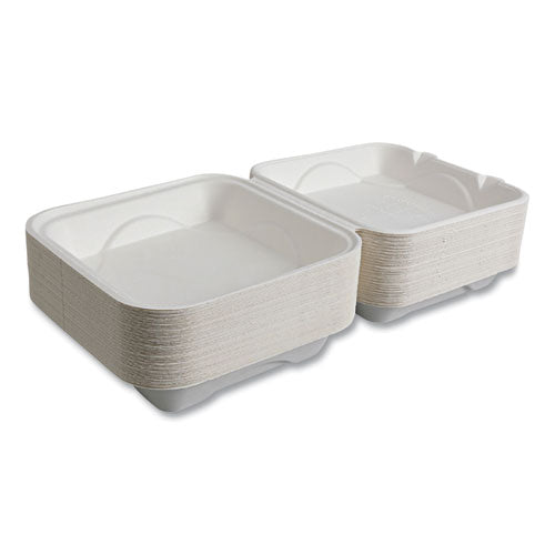 Image of Eco-Products® Vanguard Renewable and Compostable Sugarcane Clamshells, 9 x 9 x 3, White, 200/Carton