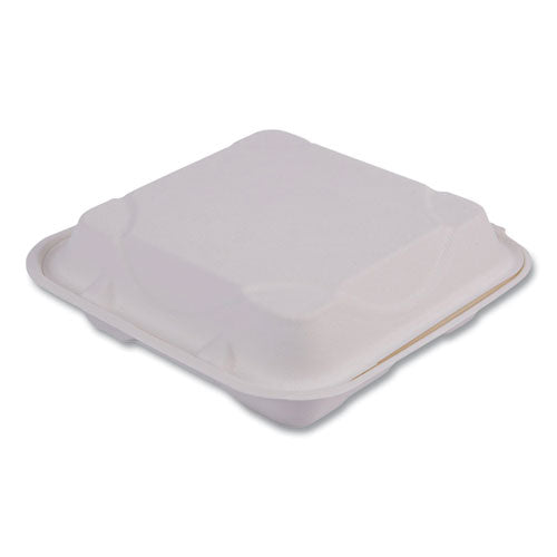 Image of Eco-Products® Vanguard Renewable and Compostable Sugarcane Clamshells, 3 Compartments, 9 x 9 x 3, White, 200/Carton