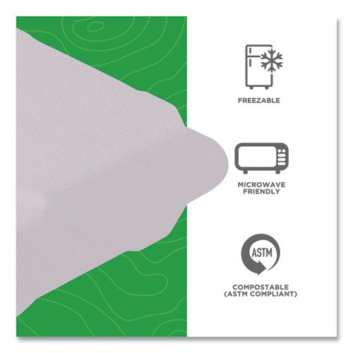 Image of Eco-Products® Vanguard Renewable and Compostable Sugarcane Clamshells, 3 Compartments, 9 x 9 x 3, White, 200/Carton