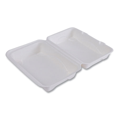 Image of Eco-Products® Vanguard Renewable and Compostable Sugarcane Clamshells, 9 x 6 x 3, White, 250/Carton