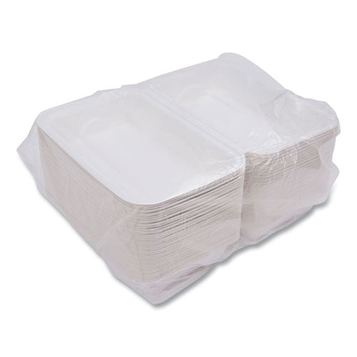 Image of Eco-Products® Vanguard Renewable and Compostable Sugarcane Clamshells, 9 x 6 x 3, White, 250/Carton