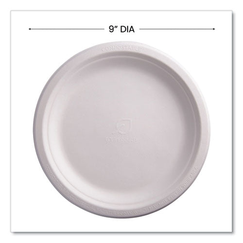 Image of Eco-Products® Vanguard Renewable And Compostable Sugarcane Plates, 9" Dia, White, 500/carton