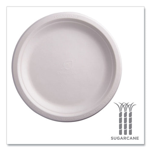 Image of Eco-Products® Vanguard Renewable And Compostable Sugarcane Plates, 9" Dia, White, 500/carton