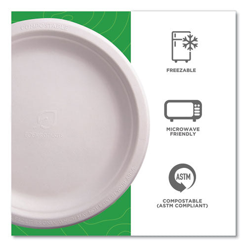 Image of Eco-Products® Vanguard Renewable And Compostable Sugarcane Plates, 9" Dia, White, 500/carton
