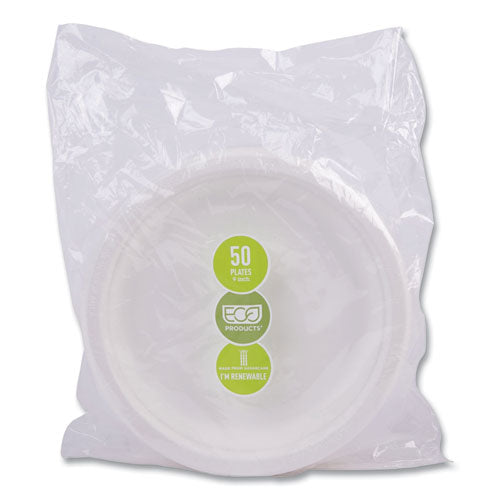 Image of Eco-Products® Vanguard Renewable And Compostable Sugarcane Plates, 9" Dia, White, 500/carton