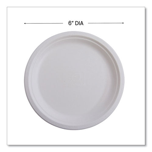 Image of Eco-Products® Vanguard Renewable And Compostable Sugarcane Plates, 6" Dia, White, 1,000/carton