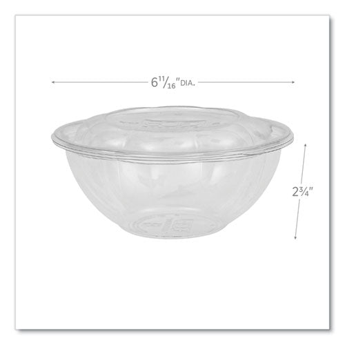 Image of Eco-Products® Renewable and Compostable Salad Bowls with Lids, 24 oz, Clear, Plastic, 50/Pack, 3 Packs/Carton
