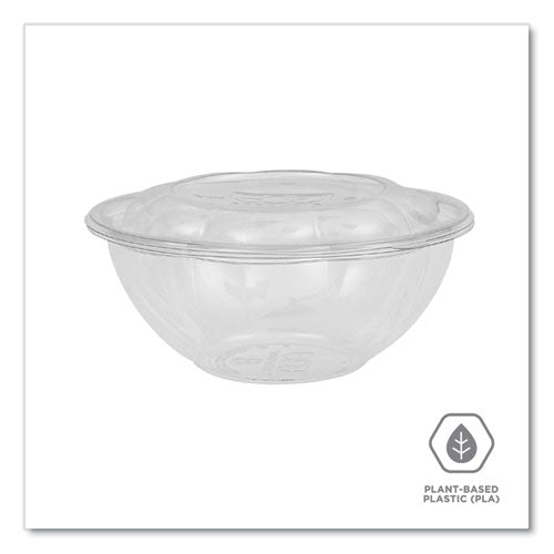Image of Eco-Products® Renewable and Compostable Salad Bowls with Lids, 24 oz, Clear, Plastic, 50/Pack, 3 Packs/Carton