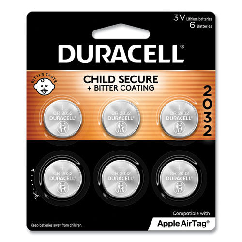 Image of Duracell® Lithium Coin Batteries With Bitterant, 2032, 6/Pack