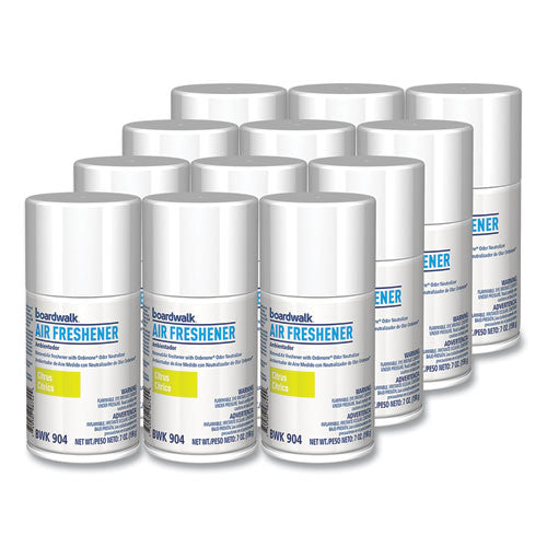 Image of Boardwalk® Metered Air Freshener Refill, Citrus Sunrise Scent, 7 oz Aerosol Spray, 12/Carton