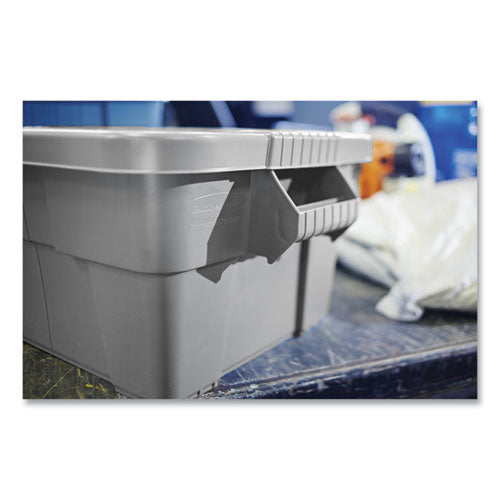 Image of Rubbermaid® Commercial Brute Tote With Lid, 14 Gal, 27.5" X 16.75" X 10.75", Gray