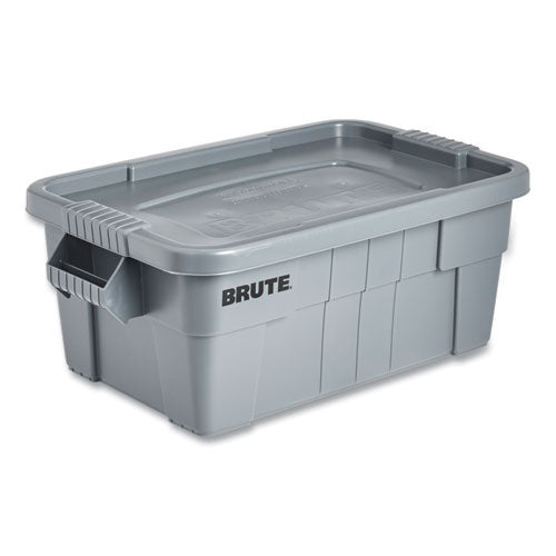 Image of Rubbermaid® Commercial Brute Tote With Lid, 14 Gal, 27.5" X 16.75" X 10.75", Gray