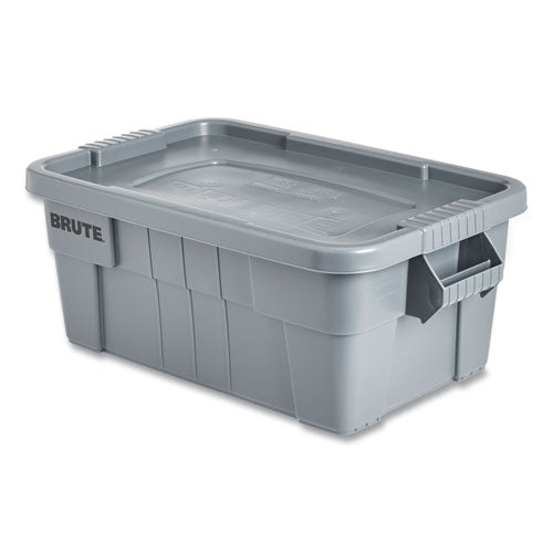 Image of Rubbermaid® Commercial Brute Tote With Lid, 14 Gal, 27.5" X 16.75" X 10.75", Gray