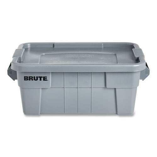 Image of Rubbermaid® Commercial Brute Tote With Lid, 14 Gal, 27.5" X 16.75" X 10.75", Gray