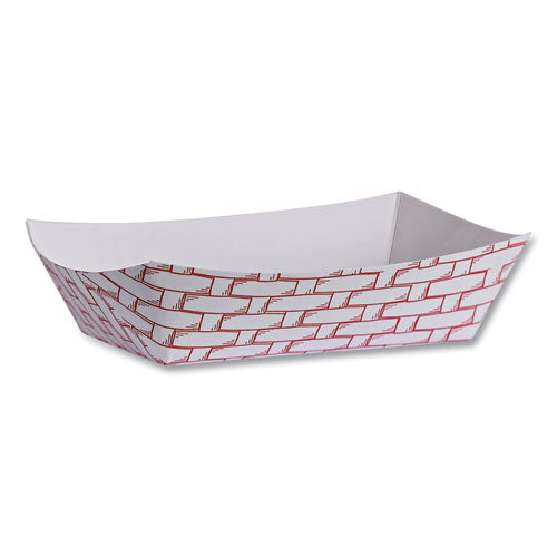 Image of Boardwalk® Paper Food Baskets, 6 oz Capacity, 3.78 x 4.3 x 1.08, Red/White, 1,000/Carton