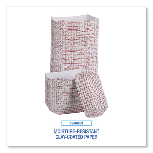 Image of Boardwalk® Paper Food Baskets, 6 oz Capacity, 3.78 x 4.3 x 1.08, Red/White, 1,000/Carton