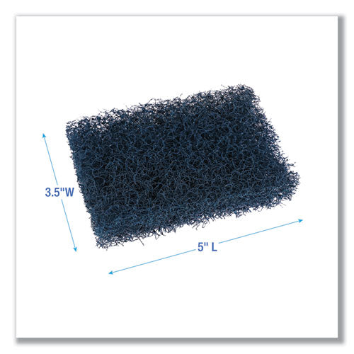 Image of Boardwalk® Extra Heavy-Duty Scouring Pad, 3.5 x 5, Dark Blue, 20/Carton