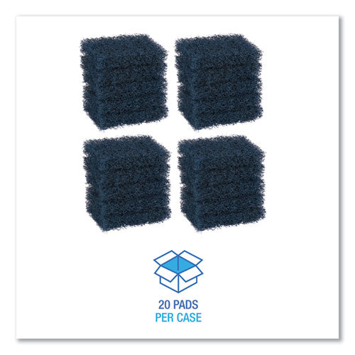 Image of Boardwalk® Extra Heavy-Duty Scouring Pad, 3.5 x 5, Dark Blue, 20/Carton