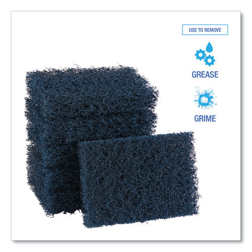 Image of Boardwalk® Extra Heavy-Duty Scouring Pad, 3.5 x 5, Dark Blue, 20/Carton