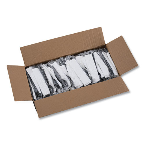 Image of Boardwalk® Four-Piece Cutlery Kit, Heavyweight, Fork/Knife/Napkin/Spoon, Plastic, Black, 250/Carton