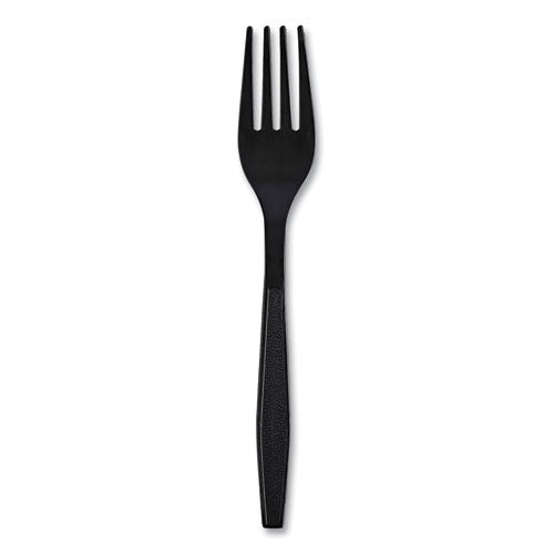 Image of Boardwalk® Heavyweight Wrapped Polypropylene Cutlery, Fork, Plastic, Black, 1,000/Carton