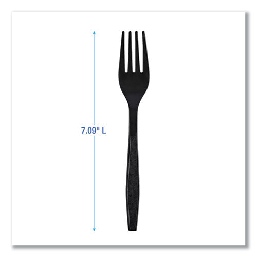 Image of Boardwalk® Heavyweight Wrapped Polypropylene Cutlery, Fork, Plastic, Black, 1,000/Carton