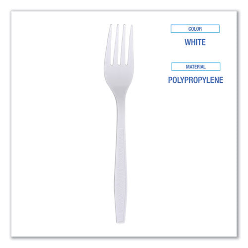 Image of Boardwalk® Heavyweight Wrapped Polypropylene Cutlery, Fork, Plastic, White, 1,000/Carton